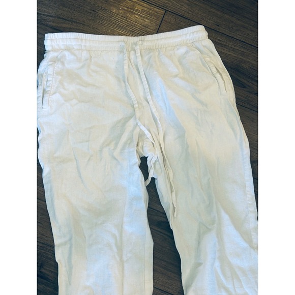Love Tree Los Angeles White Linen Blend Jogger Pants Drawstring Size Small - Picture 2 of 5